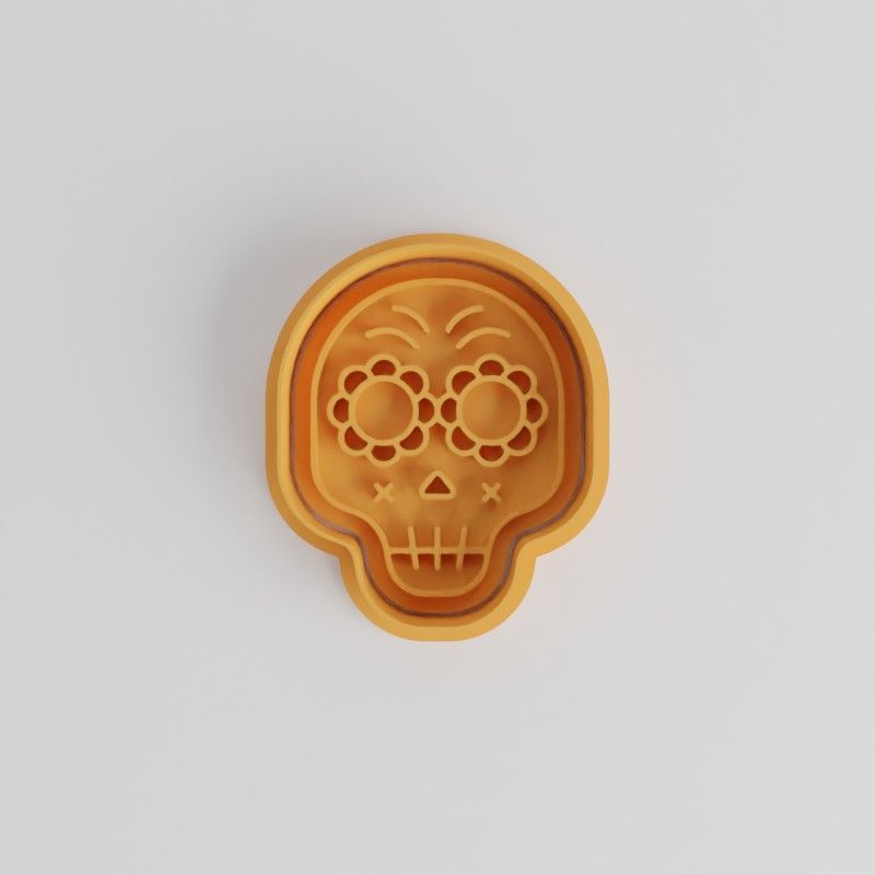 Skull Cookie Cutter Set, Shape Cutter and Stamp for Cookies and Fondant, 6-Piece, Day of the Dead Designs