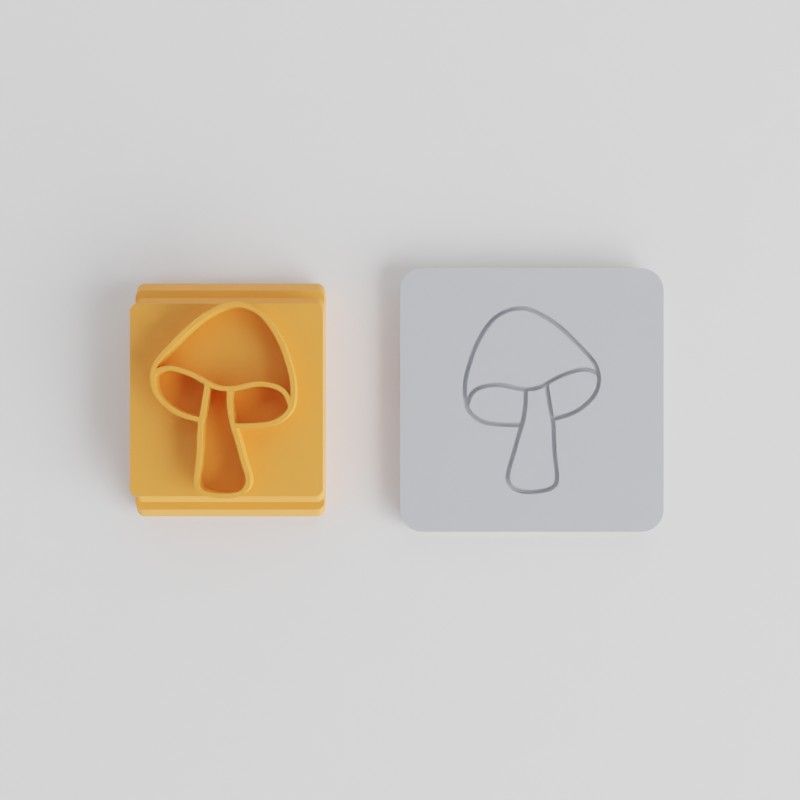 Mushroom Stamp Tile Set for Clay and Cookies, 5 Motif Sizes (20-40mm)