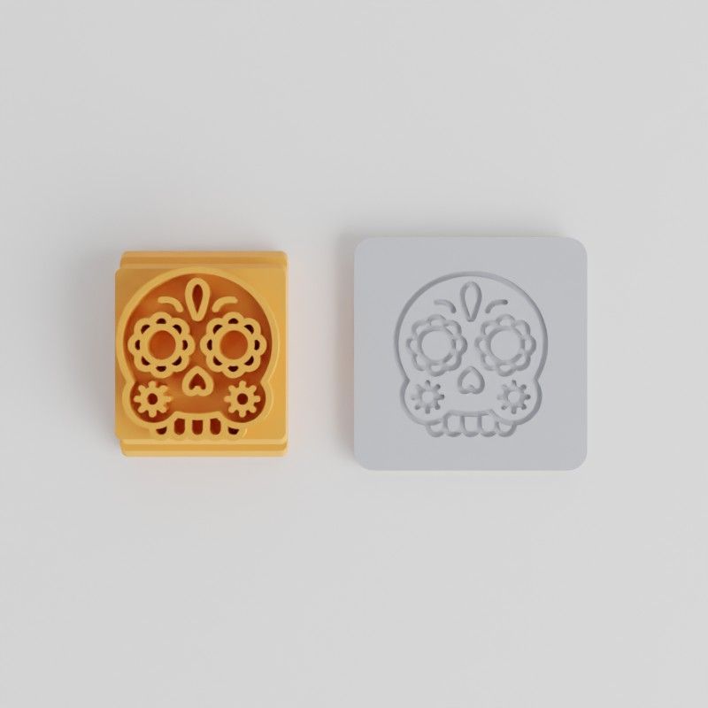 Skull Mask Stamp Set, 5 Sizes for Clay, Cookies, Fondant, Calavera, Day of the Dead Design