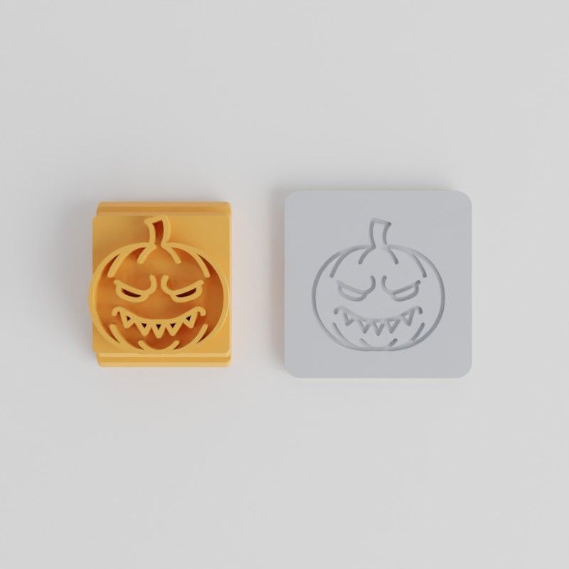 Evil Pumpkin Stamp Tile Set for Clay, Cookies, Fondant, 5 Size Variety, Halloween Craft Tool