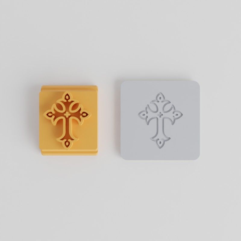 Cross Stamp Tile Set, 5 Sizes, Mexican Skull Design, Perfect for Clay, Cookies, Fondant