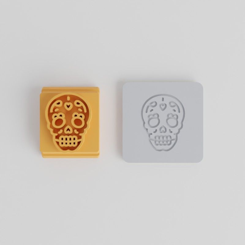 Skull Stamp Tile Set, 5 Sizes, Perfect for Clay, Cookies, Fondant, Halloween Skull Design