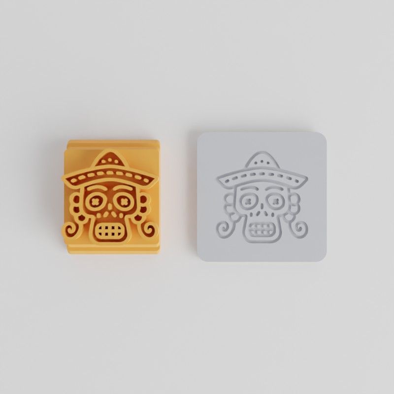 Skull Motif Stamp Tile Set for Clay, Cookies & Fondant – 5 Sizes, Sugar Skull Design