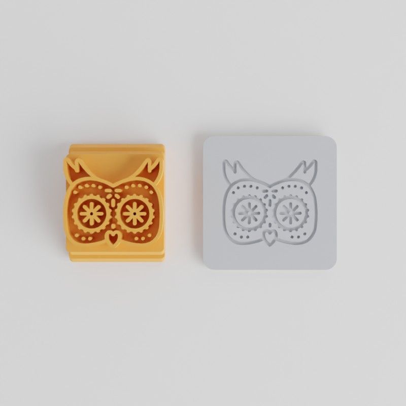 Owl Stamp Tile Set, 5 Sizes, Perfect for Clay and Fondant, Day of the Dead, Mexican Owl Design