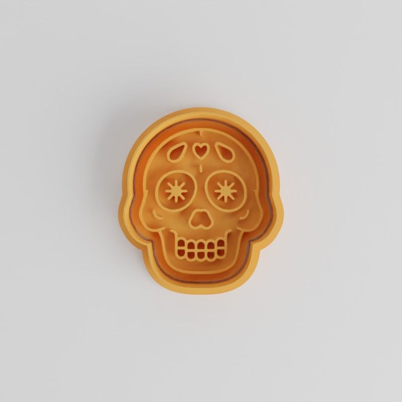 Skull Shape Cookie Cutter and Stamp Set, 6-Piece, Perfect for Halloween, Day of the Dead, Fondant, 3 Sizes