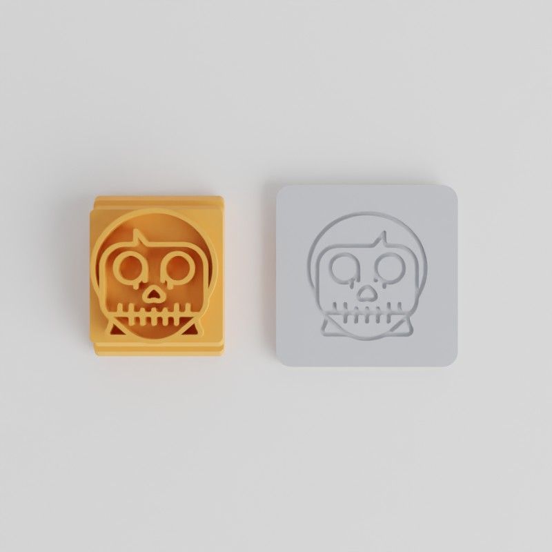Skull Girl Stamp Tile Set, 5 Sizes, Perfect for Clay, Cookies, Fondant, Halloween Decor