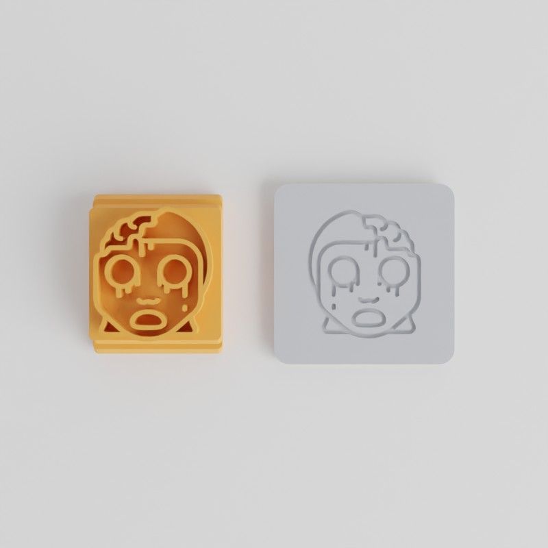 Zombie Girl Stamp Tile Set, 5 Sizes, Perfect for Clay, Cookies, Fondant, Halloween Horror Face Designs
