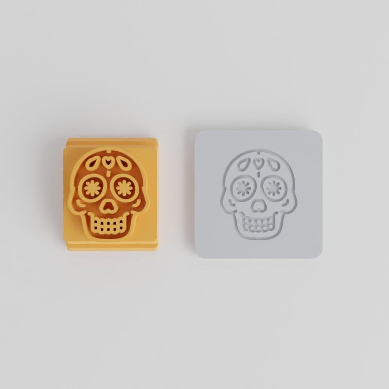 Skull Stamp Tile Set, 5 Sizes, Day of the Dead, for Clay & Cookies