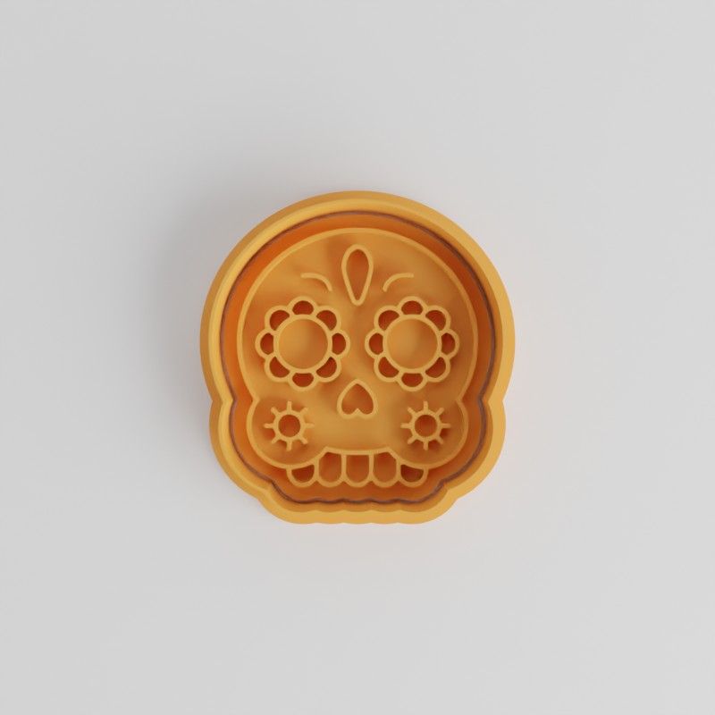 Skull Mask Cookie & Fondant Shape Cutter and Stamp Set, 6-Piece, S/M/L Sizes, Day of the Dead, Calavera Icon