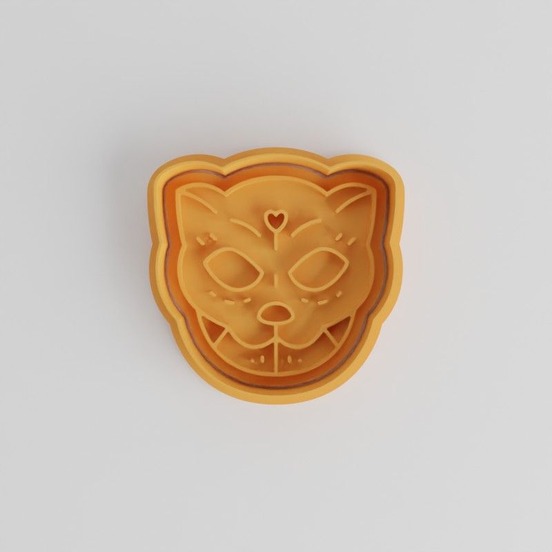 Cat Cookie Cutter and Stamp Set, Day of the Dead Sugar Skull Designs, 3 Sizes, 6 Pieces