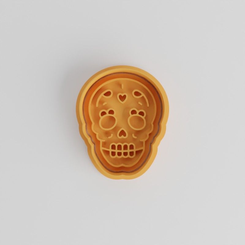 Skull Shape Cutter & Stamp Set, 6 Pieces, Perfect for Cookies & Fondant, Halloween & Day of the Dead