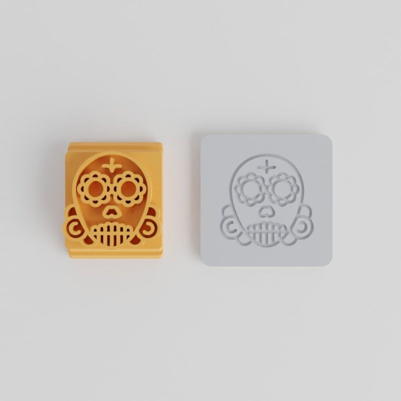 Skull Stamp Tile Set, 5 Sizes, Perfect for Clay and Fondant, Includes Death's Head and Memento Mori Designs