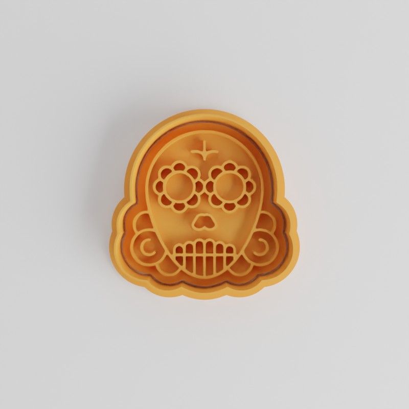 Skull Shape Cutter & Stamp Set, 6 Piece Cookie, Fondant Tool Kit, Size S/M/L, Day of the Dead, Memento Mori Design