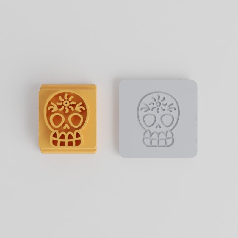 Skull Stamp Tile Set, 5 Sizes (20-40mm), Perfect for Clay, Cookies, Fondant, Day of the Dead Decor