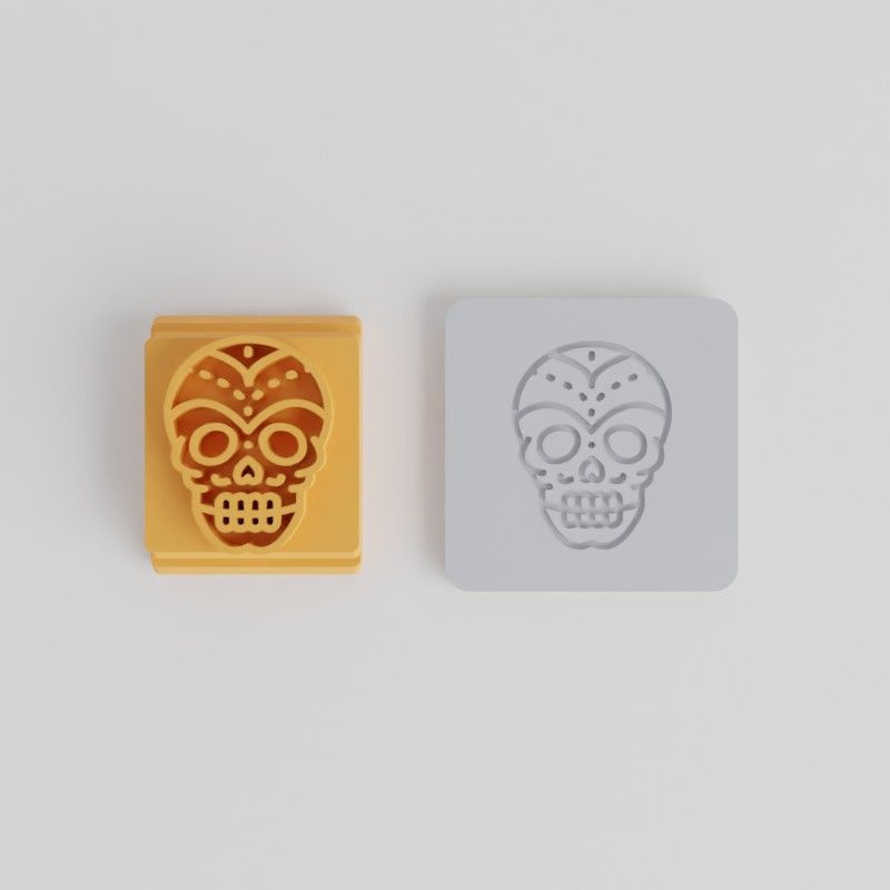 Skull Stamp Tile Set, 5 Sizes (20-40mm), Perfect for Clay, Cookies, Fondant, Day of the Dead Craft Decor